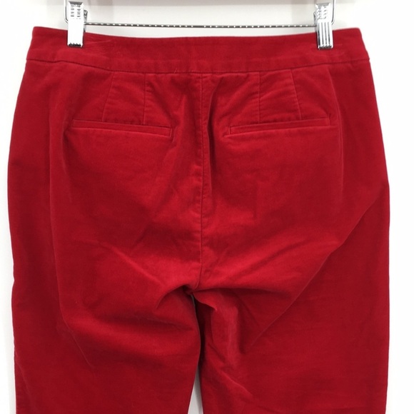 RSVP By Talbots Pants Womens 4 Red Velvet Cotton Skinny‎ Leg Ruffle - Picture 7 of 13